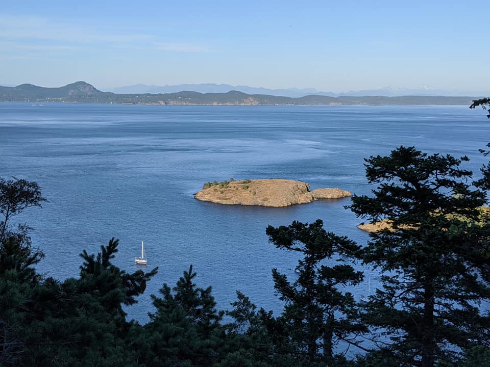 Mosaic sitting at anchor - Watmough Bay on Lopez Island