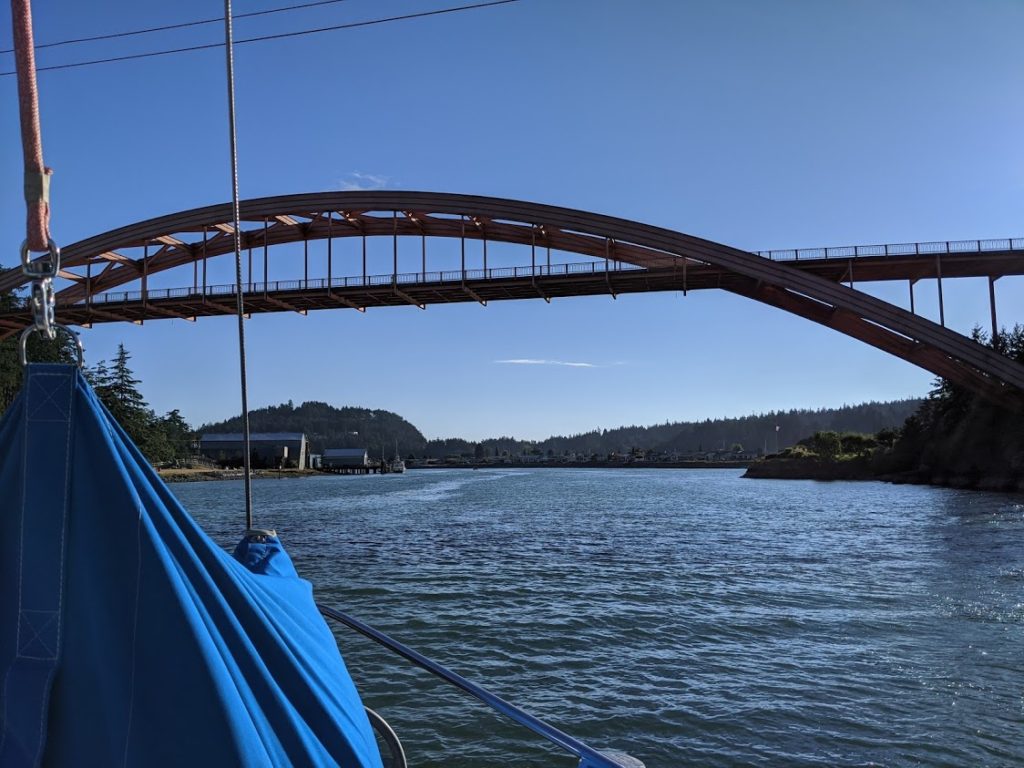 The bridge in La Conner across the Swinomish Channel as seen from the water