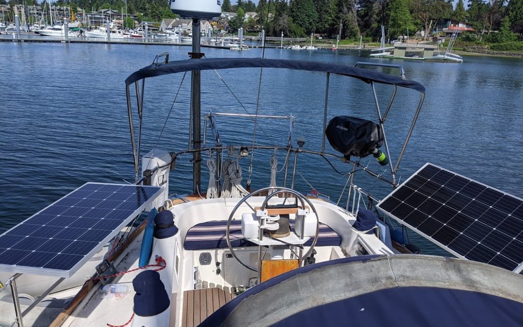 new stern arch for sailboat solar panel installation