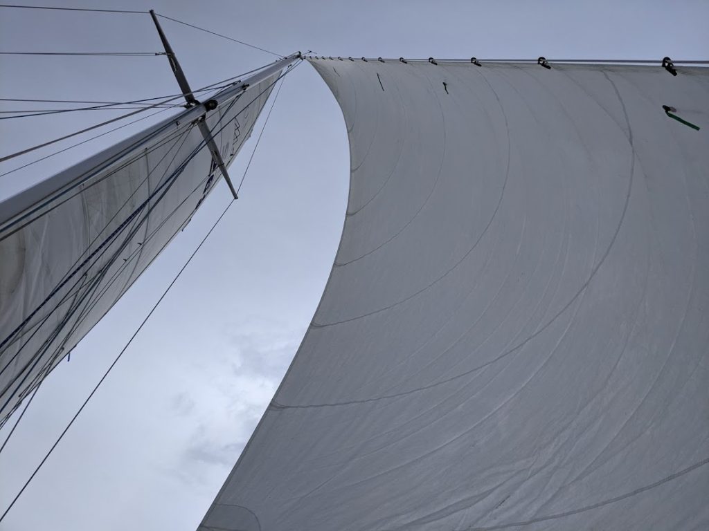 Mosaic Voyage - sails up in the Pacific Northwest