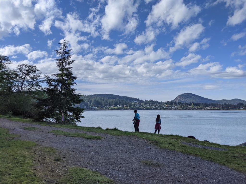 There's a nice walking path along the water heading east from the parking lot at Cornet Bay
