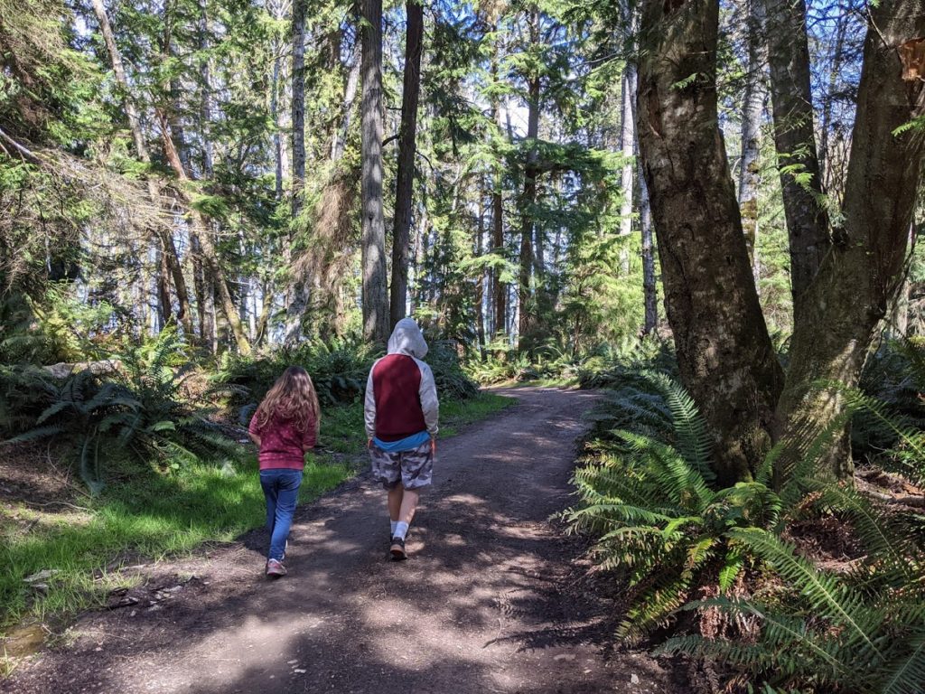 The hiking trails on Blake Island are great for family outings and exploration