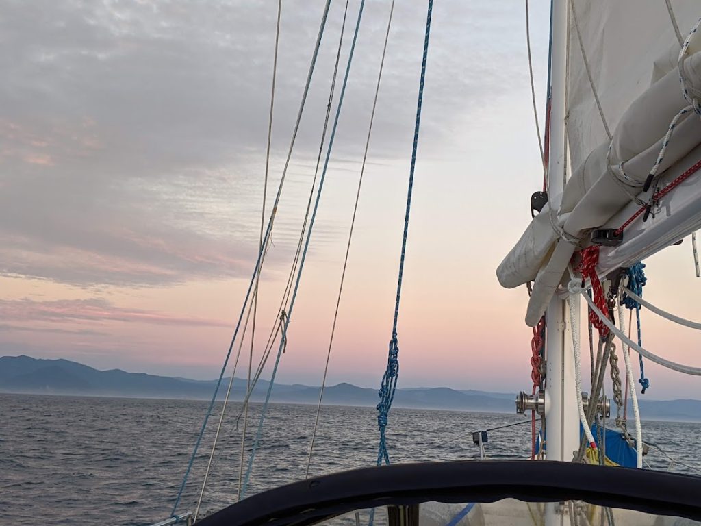 The view of land from sea while sailing south in the fall of 2021