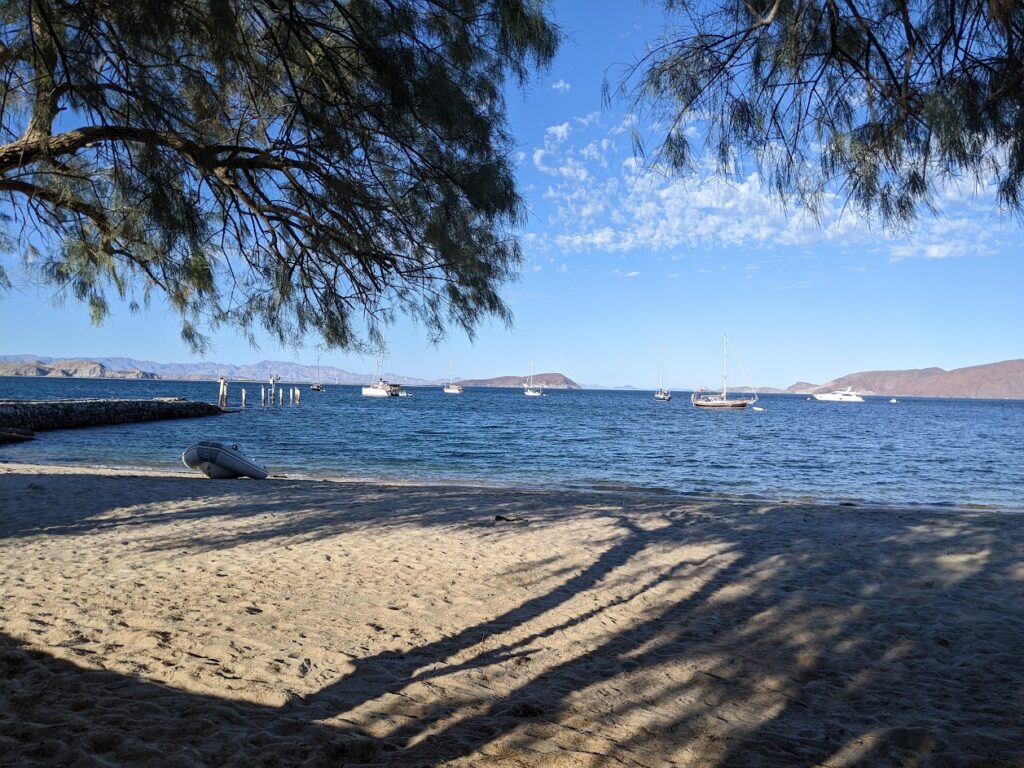 Looking out at the anchorage at the Village at Bay of LA