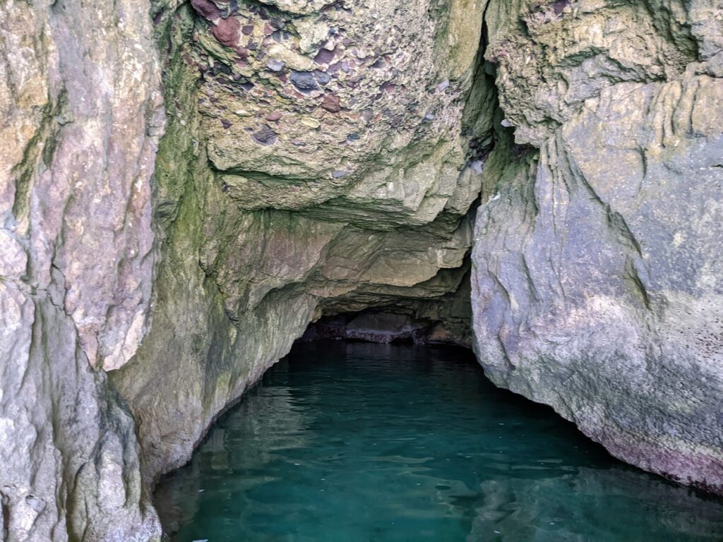 sea caves in v-cove on isla carmen near loreto, bcs